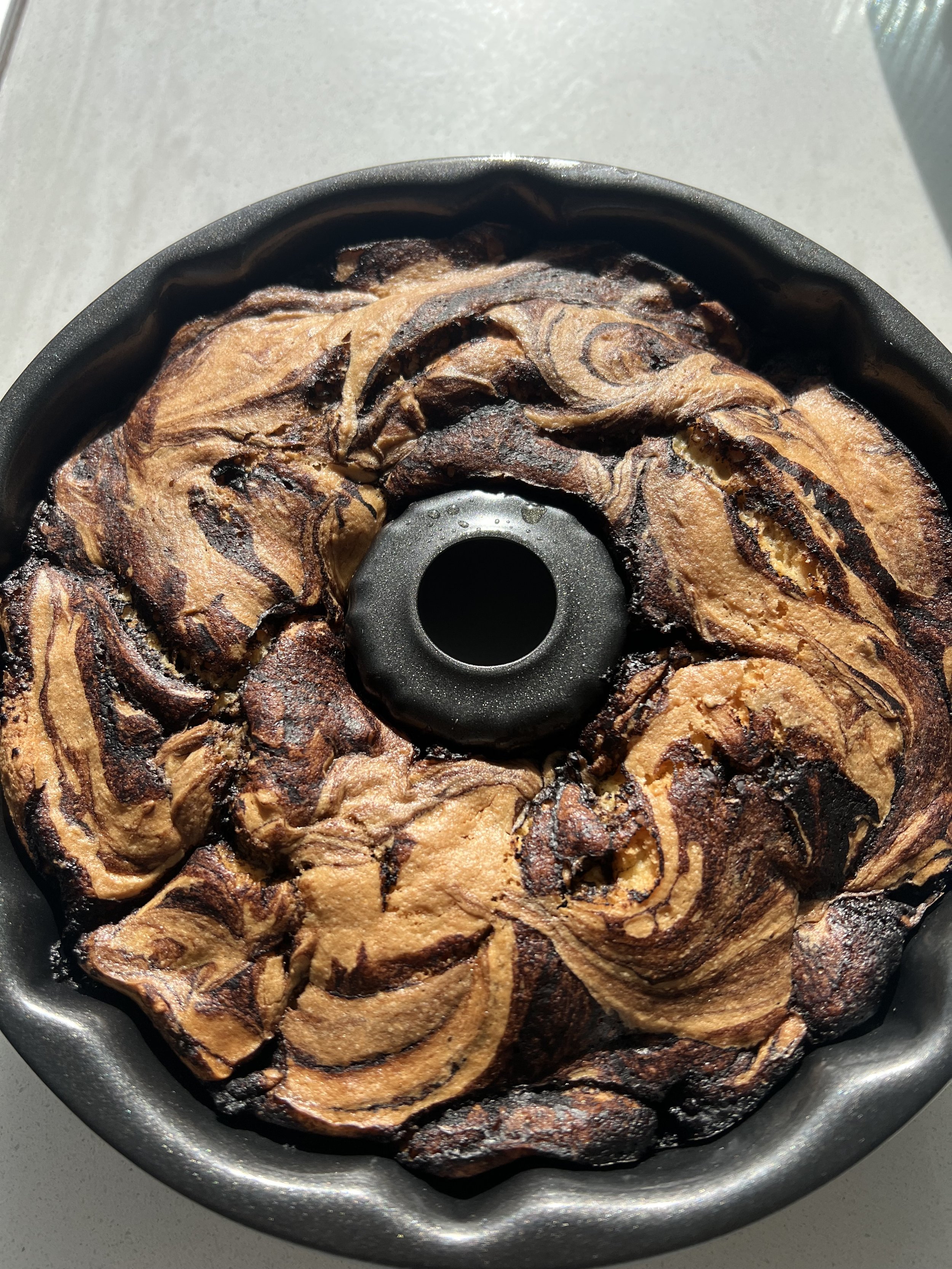 Freshly Baked Gluten-Free Chocolate & Vanilla Marble Cake