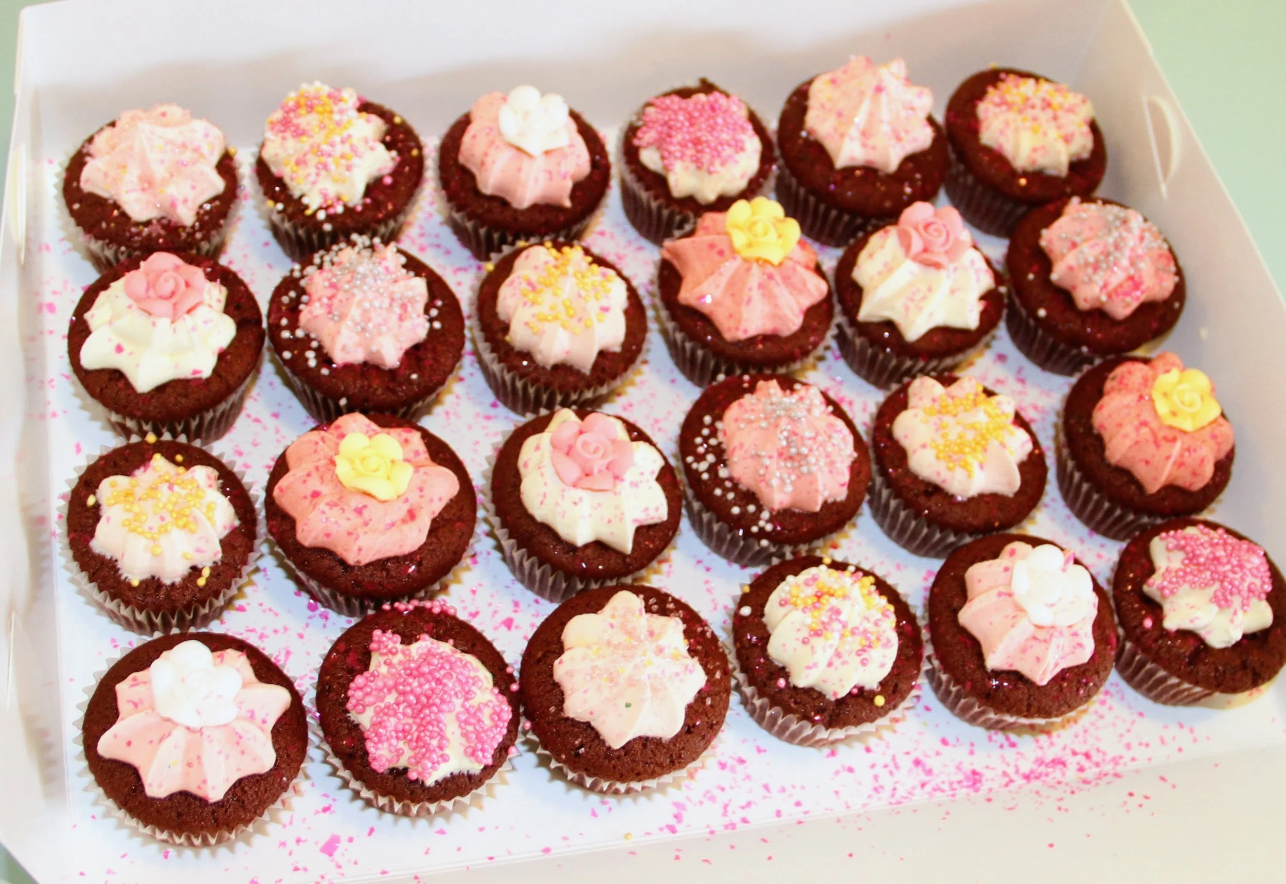 Gluten-Free Chocolate Cupcakes fully decorated