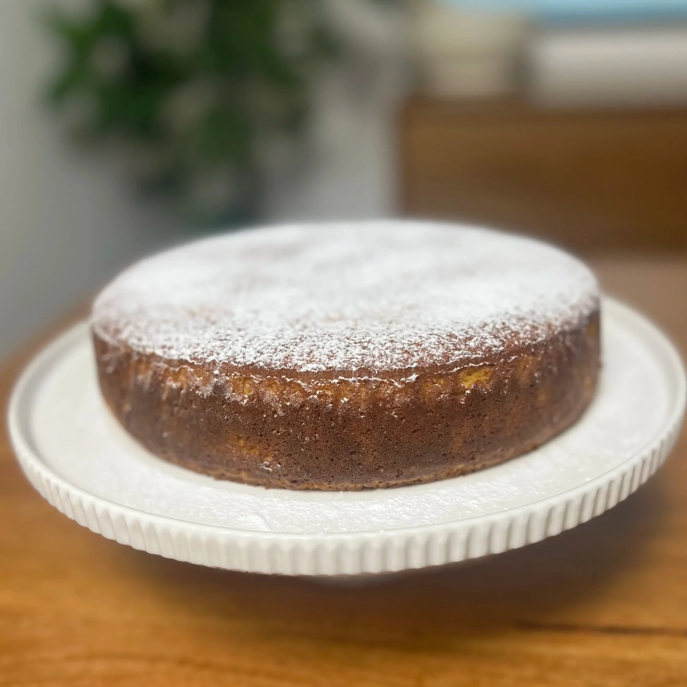 Gluten-Free Flourless orange Cake with a dusting of Icing Sugar