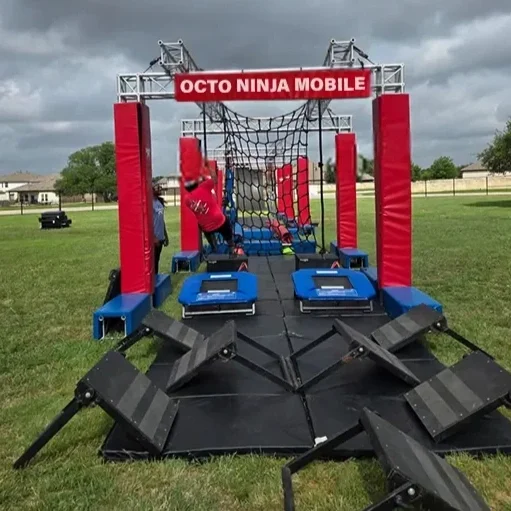 Octo Ninja Mobile obstacle course set up at an outdoor event
