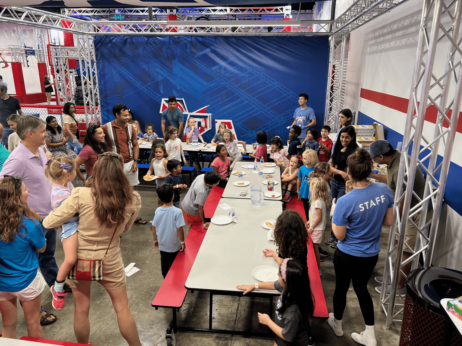Kids and families celebrating a birthday party at Octo Ninja in Austin