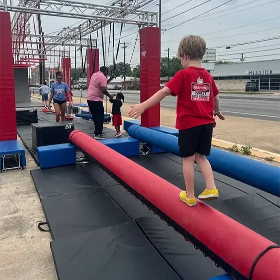 Children at a school mobile obstacle event