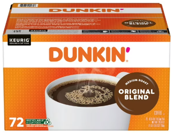 Dunkin' Donuts Medium Roast K-Cup Coffee Pods, Original Blend, 72 ct.