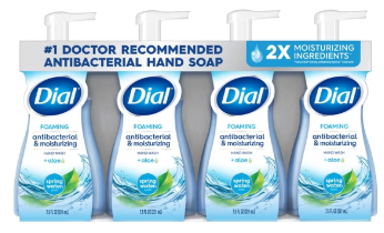 Dial Antibacterial Foaming Hand Soap, Spring Water, 7.5 fl. oz., 4 pk.