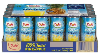 Dole 100% Pine Apple Juice 8 fl. Oz, 24 pk.