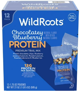 WildRoots Chocolatey Blueberry Protein Single Serve Trail Mix, 1.75 oz., 12 pk.