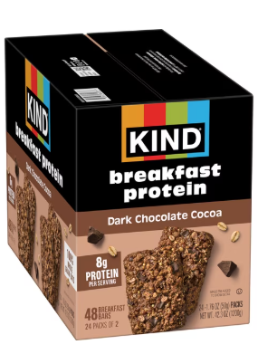 KIND Breakfast Dark Chocolate Cocoa Protein Bars, 24