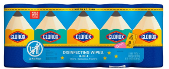 Clorox Disinfecting Wipes, Variety Pack, Fresh Scent and Crisp Lemon, 5 pack ct., 425 wipes total