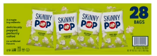 SkinnyPop Original Popcorn Snack Bags, 0.65 oz., 28