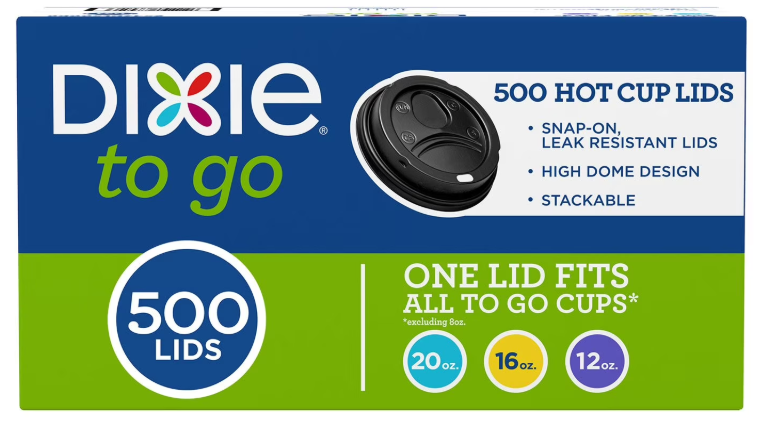 Dixie To Go Black Hot Cup Lids, 12-20 fl. oz., 500 ct.