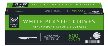 Member's Mark White Plastic Knives, Heavyweight, 600 ct.
