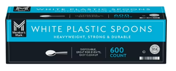 Member's Mark Heavyweight White Plastic Spoons, 600 ct.