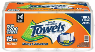 Member's Mark Select & Tear 2-Ply Paper Towel 15 rolls, 150 sheets/roll