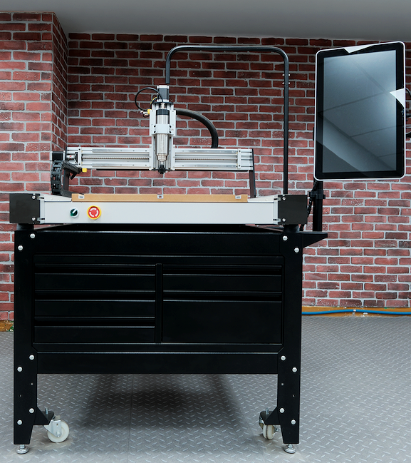 Front view of the i2r entry level cnc machine the i2R C.24 CNC router with control panel