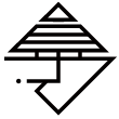 A black and white abstract geometric design with sharp angles and symmetrical patterns.