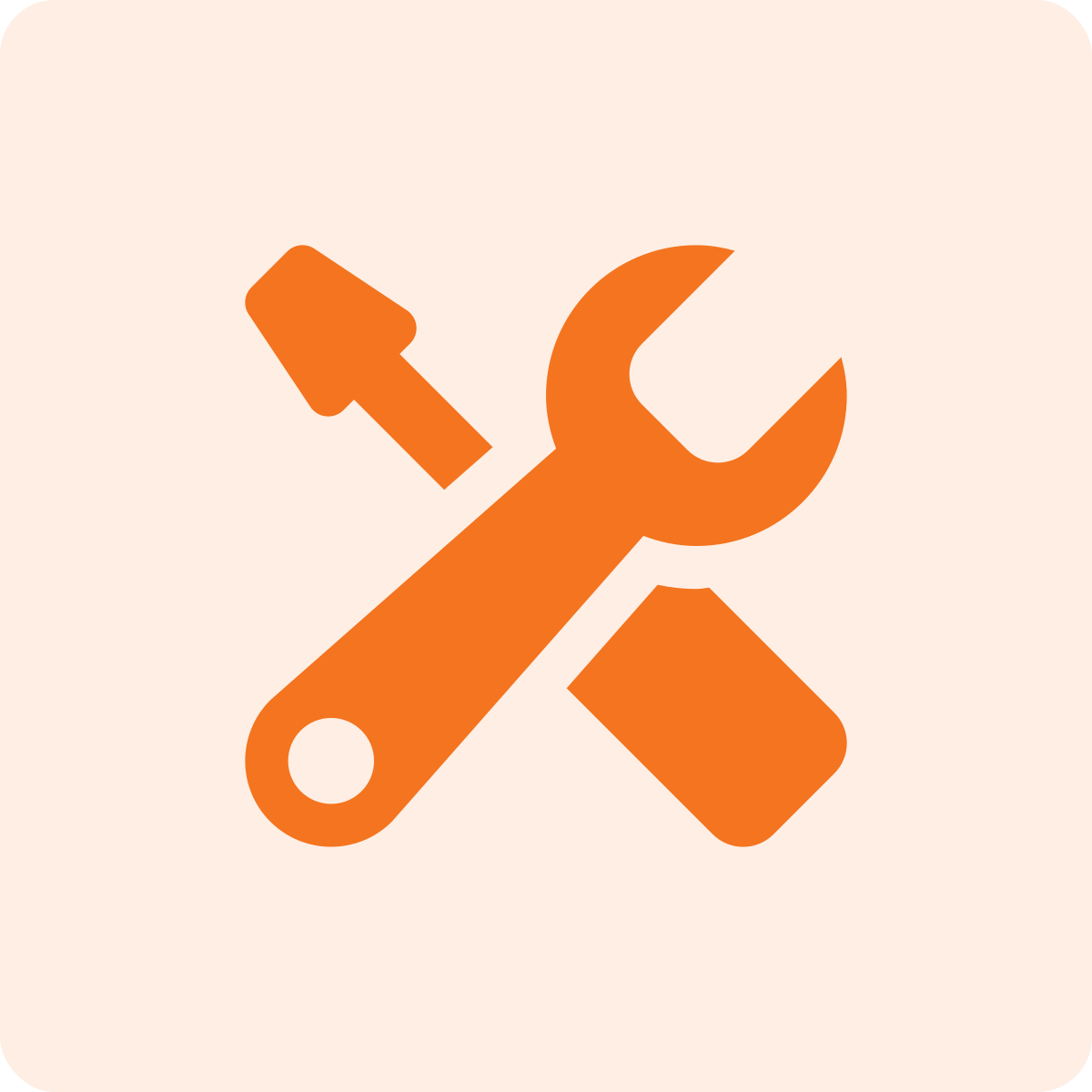 Icon with a wrench and hammer crossed for tools or maintenance.
