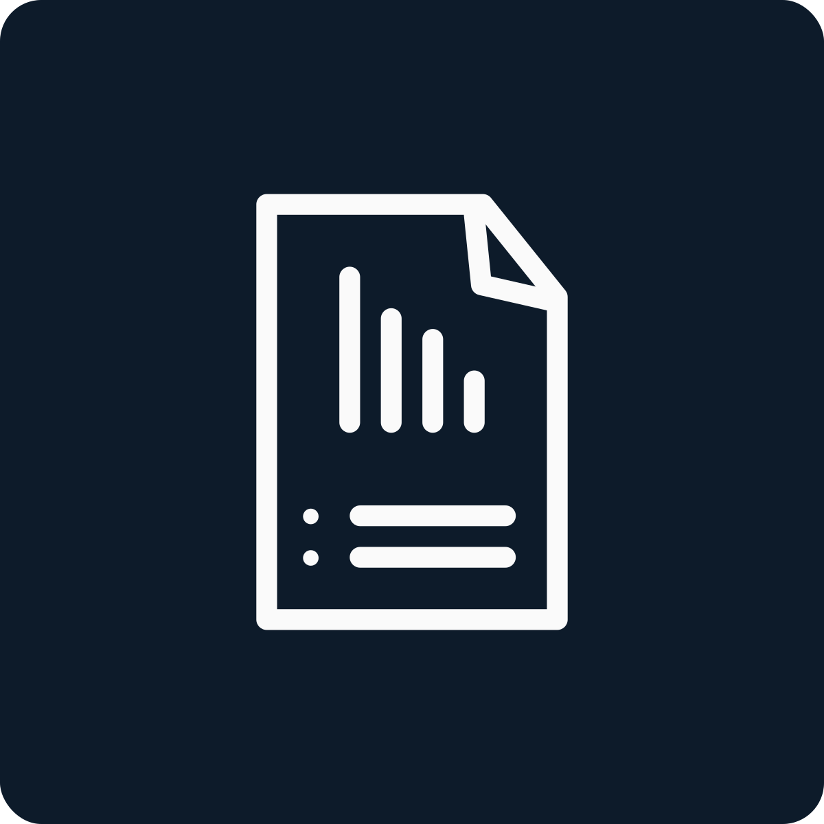 Icon of a file with a bar graph and text lines, indicating data or report.