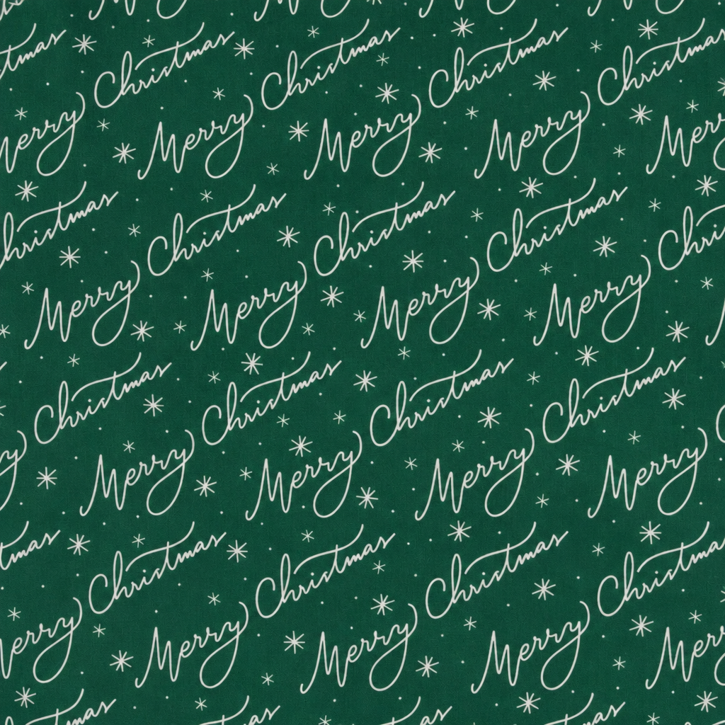 Merry Christmas Cotton Fabric - full fabric pattern repeat