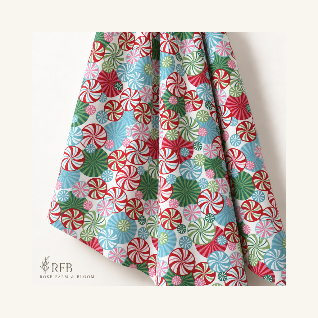 Peppermint Swirls Apparel Fabric - folded fabric