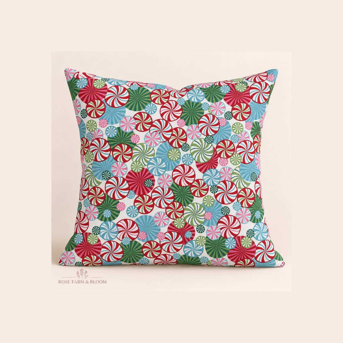 Peppermint Swirls Apparel Fabric - example pillow cover made with this fabric