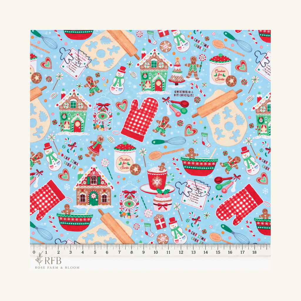 Holiday Baking Cotton Fabric - fabric motif scale reference