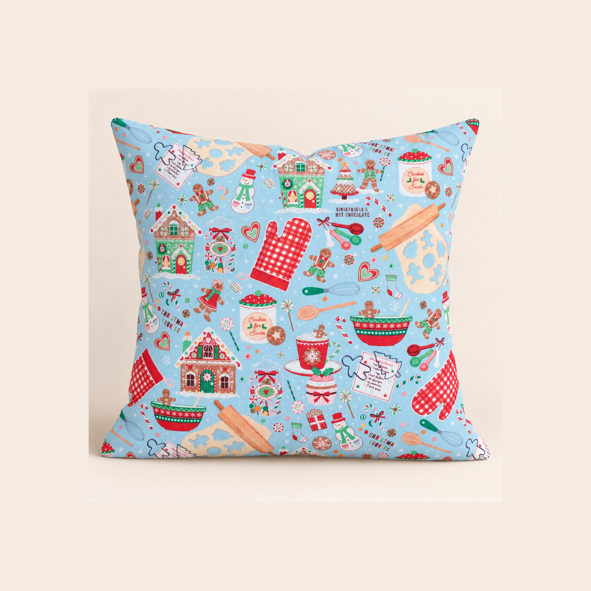 Holiday Baking Cotton Fabric - example pillow cover made with this fabric