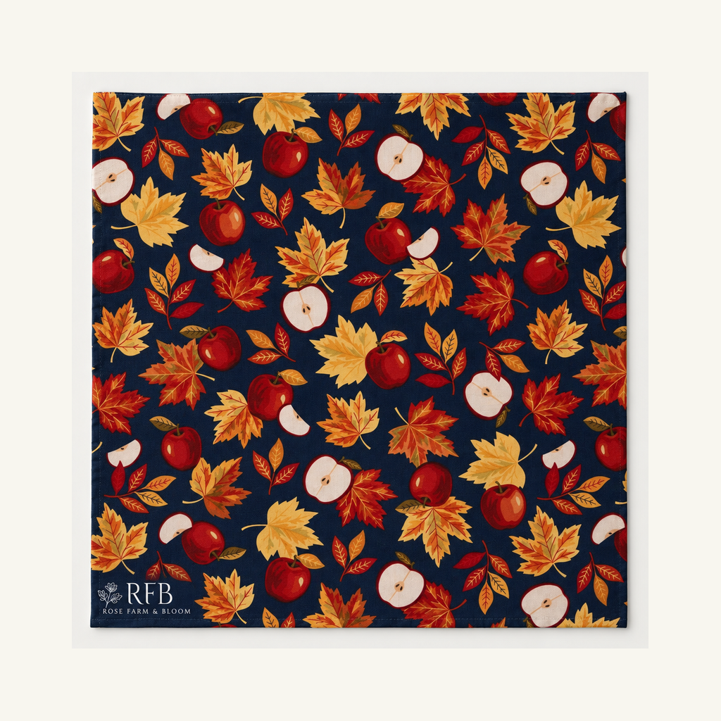 Fall Apples & Leaves Cotton Fabric - fabric shown for sale by the yard
