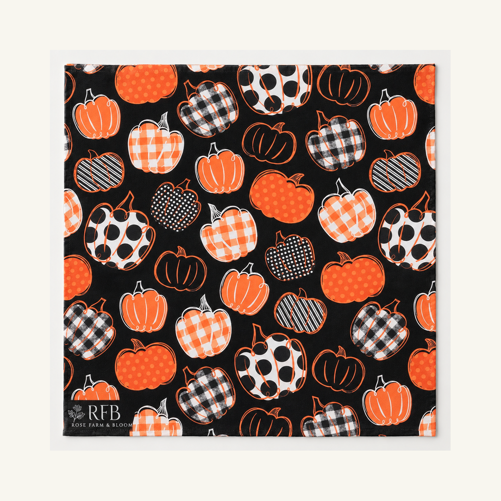 Patterned Pumpkins Cotton Fabric - fabric shown for sale by the yard