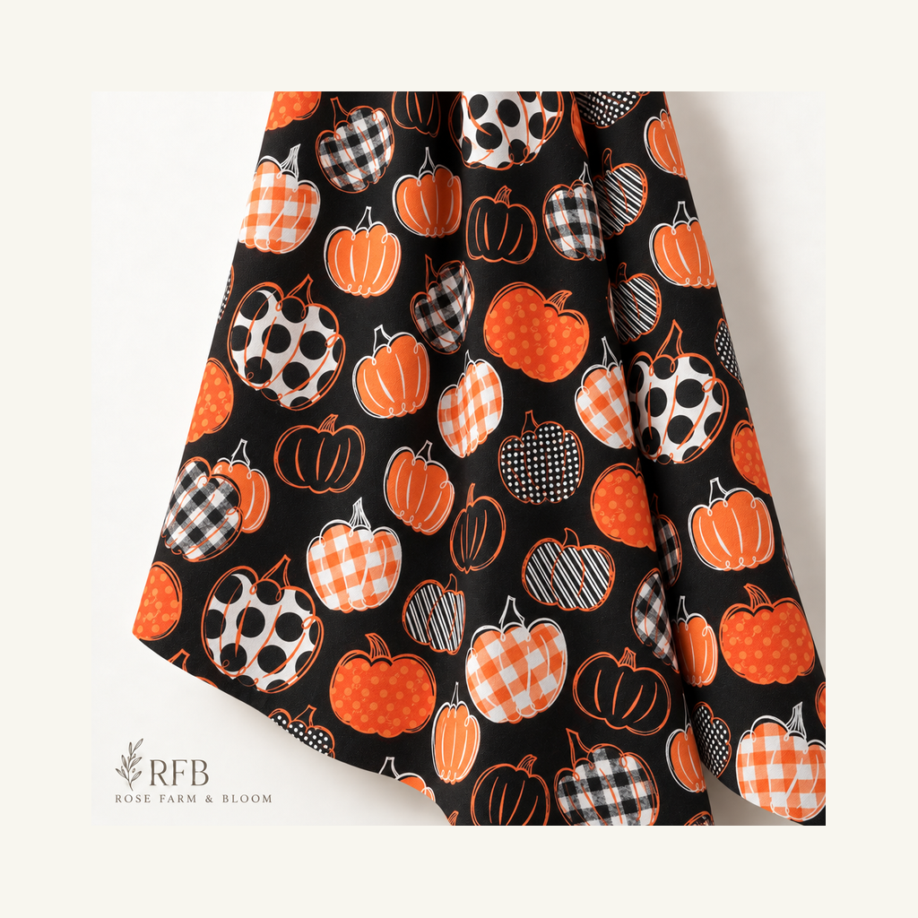 Patterned Pumpkins Cotton Fabric - folded fabric