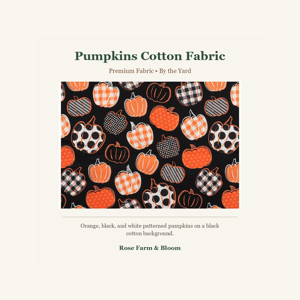 Patterned Pumpkins Cotton Fabric - fabric product image