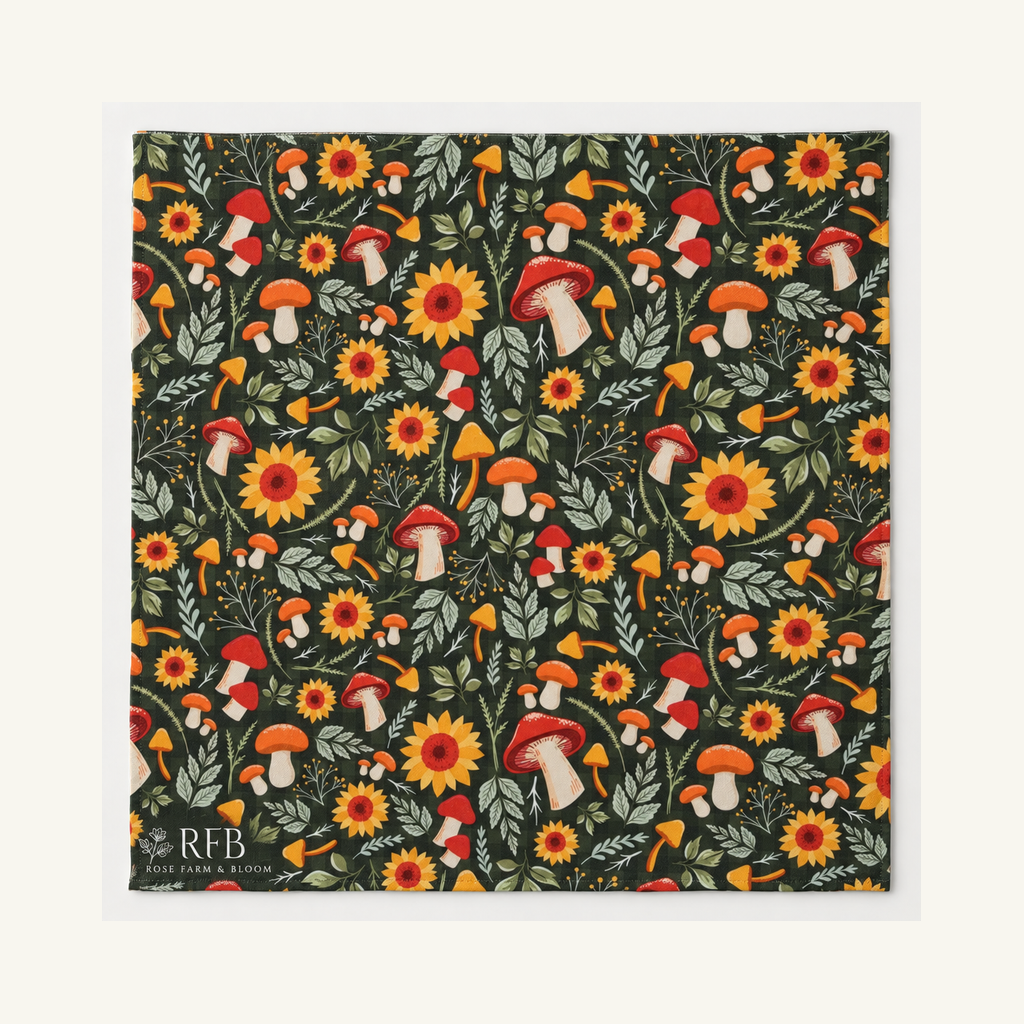 Mushrooms Cotton Fabric - fabric shown for sale by the yard