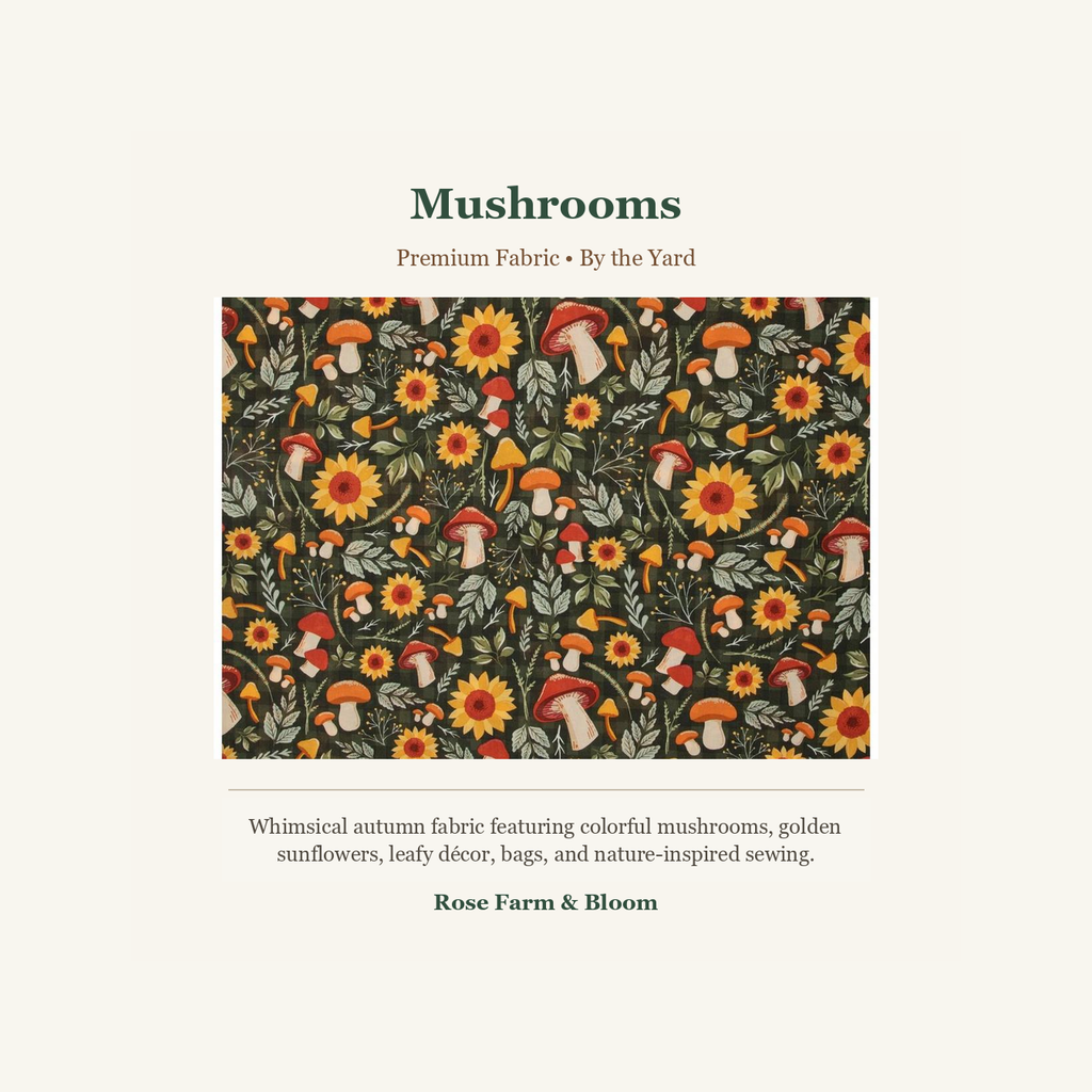 Mushrooms Cotton Fabric - fabric product image
