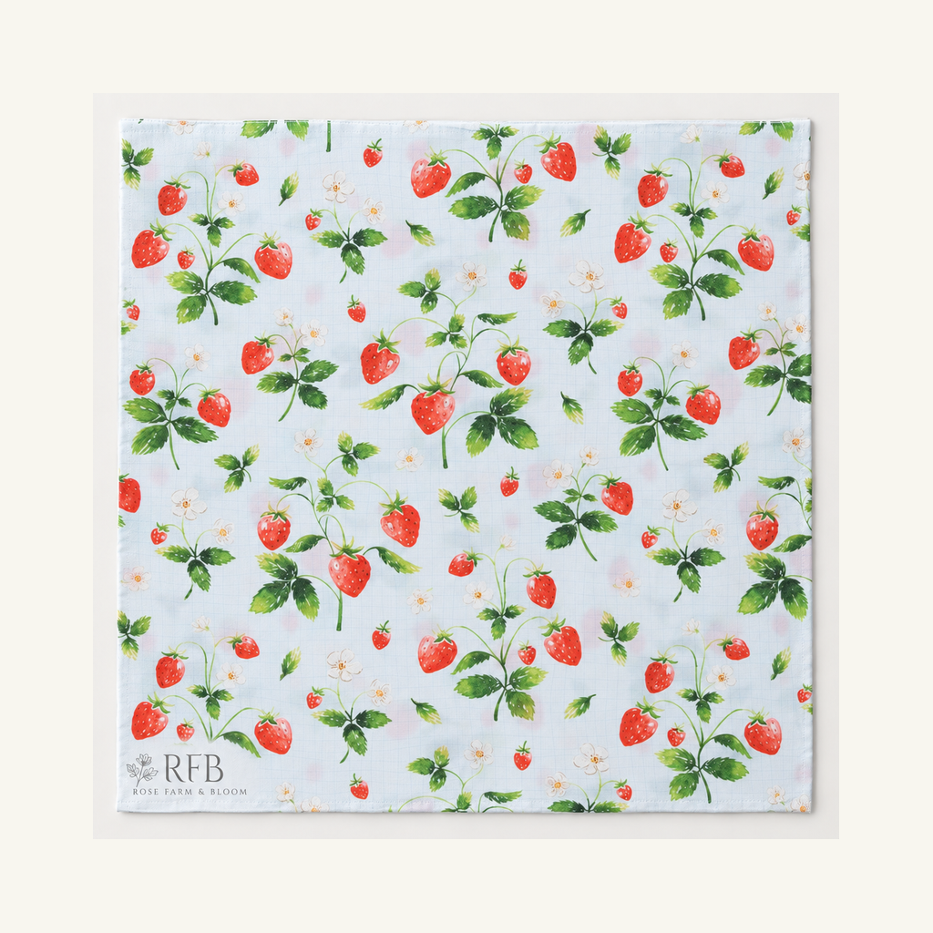 Strawberries Duck Cloth Fabric - fabric shown for sale by the yard