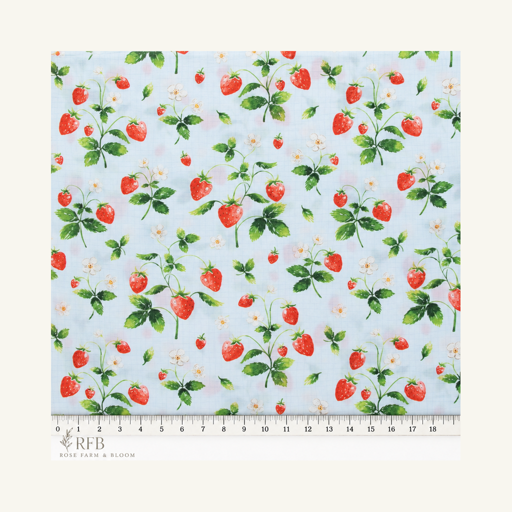 Strawberries Duck Cloth Fabric - fabric motif scale reference