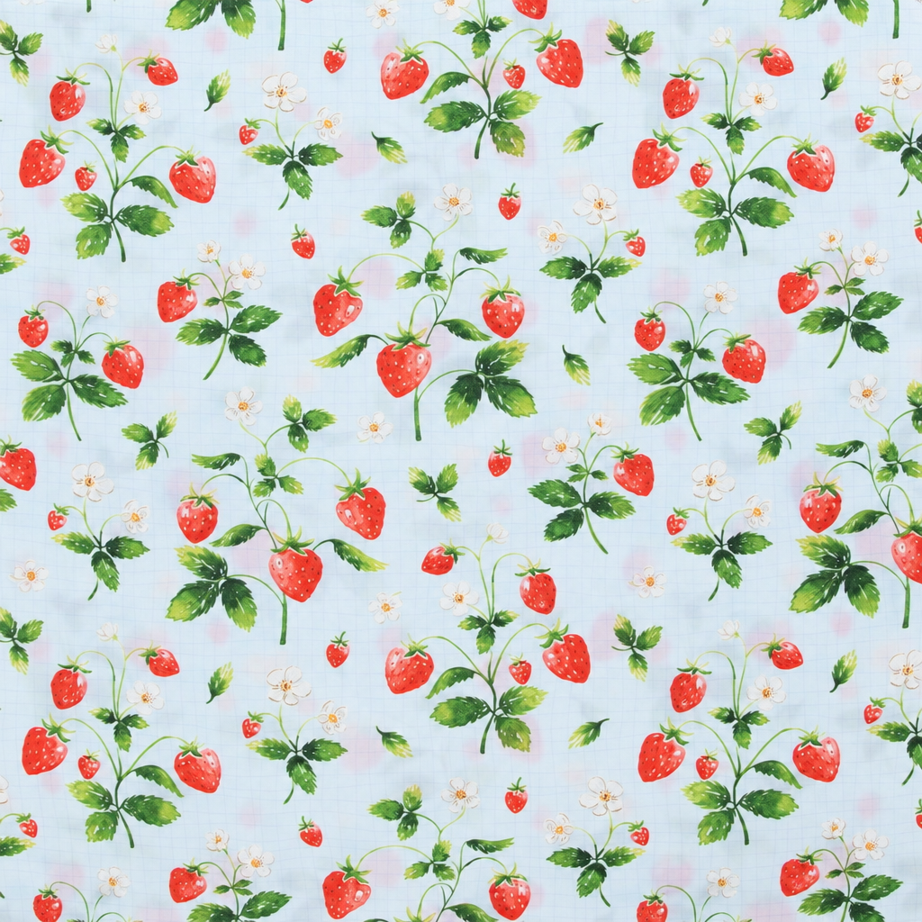 Strawberries Duck Cloth Fabric - full fabric pattern repeat