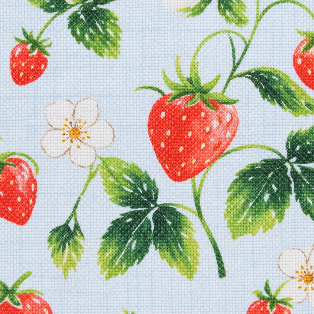 Strawberries Duck Cloth Fabric - fabric print and texture close-up