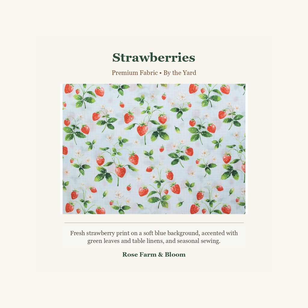 Strawberries Duck Cloth Fabric - fabric product image