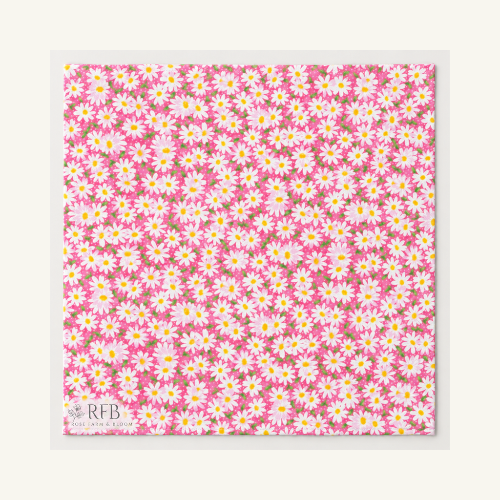 Fabric Traditions Pink Packed Daisies Cotton Fabric - fabric shown for sale by the yard
