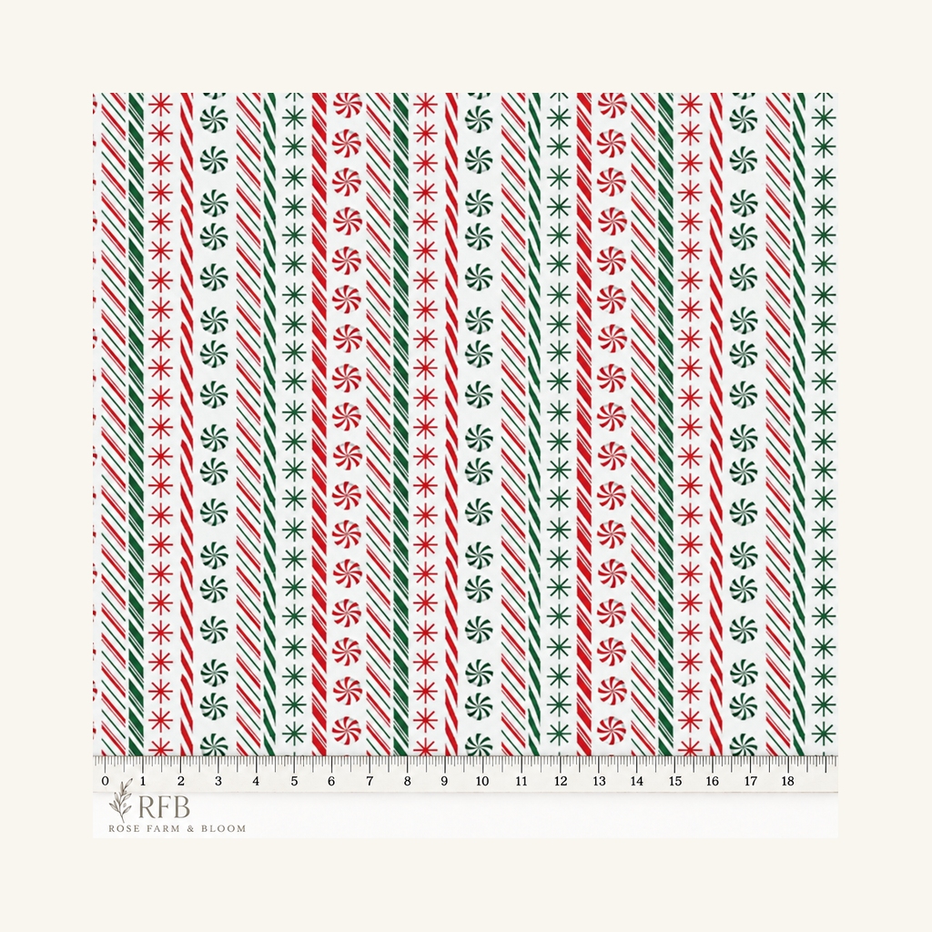 Fabric Editions Peppermint Stripe Cotton Fabric - fabric motif scale reference