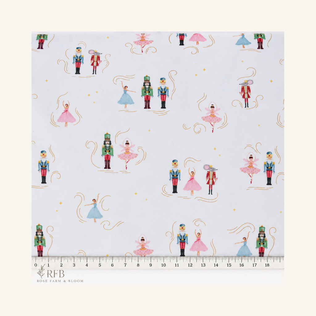 Nutcracker Ballet Cotton Fabric - fabric motif scale reference