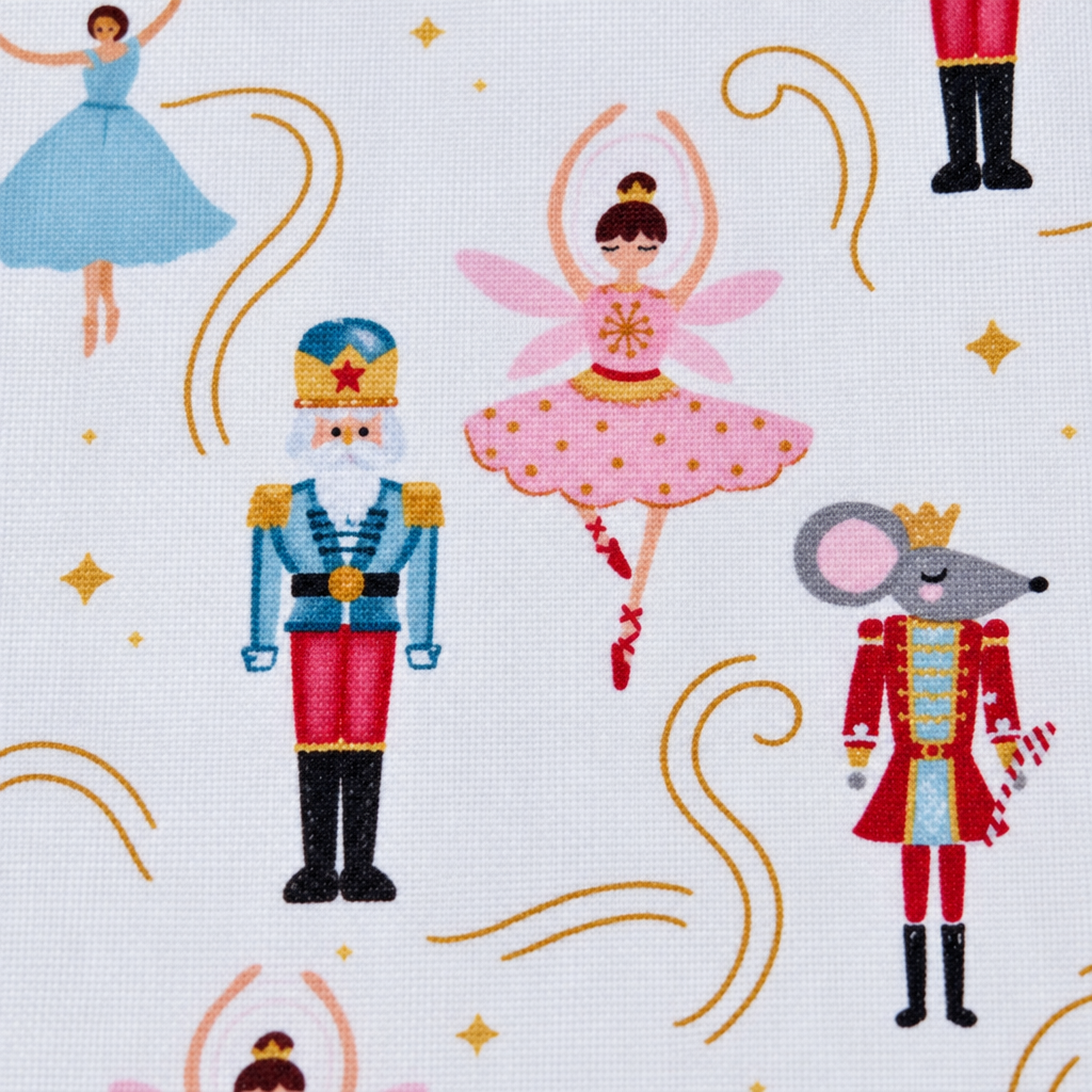 Nutcracker Ballet Cotton Fabric - fabric print and texture close-up