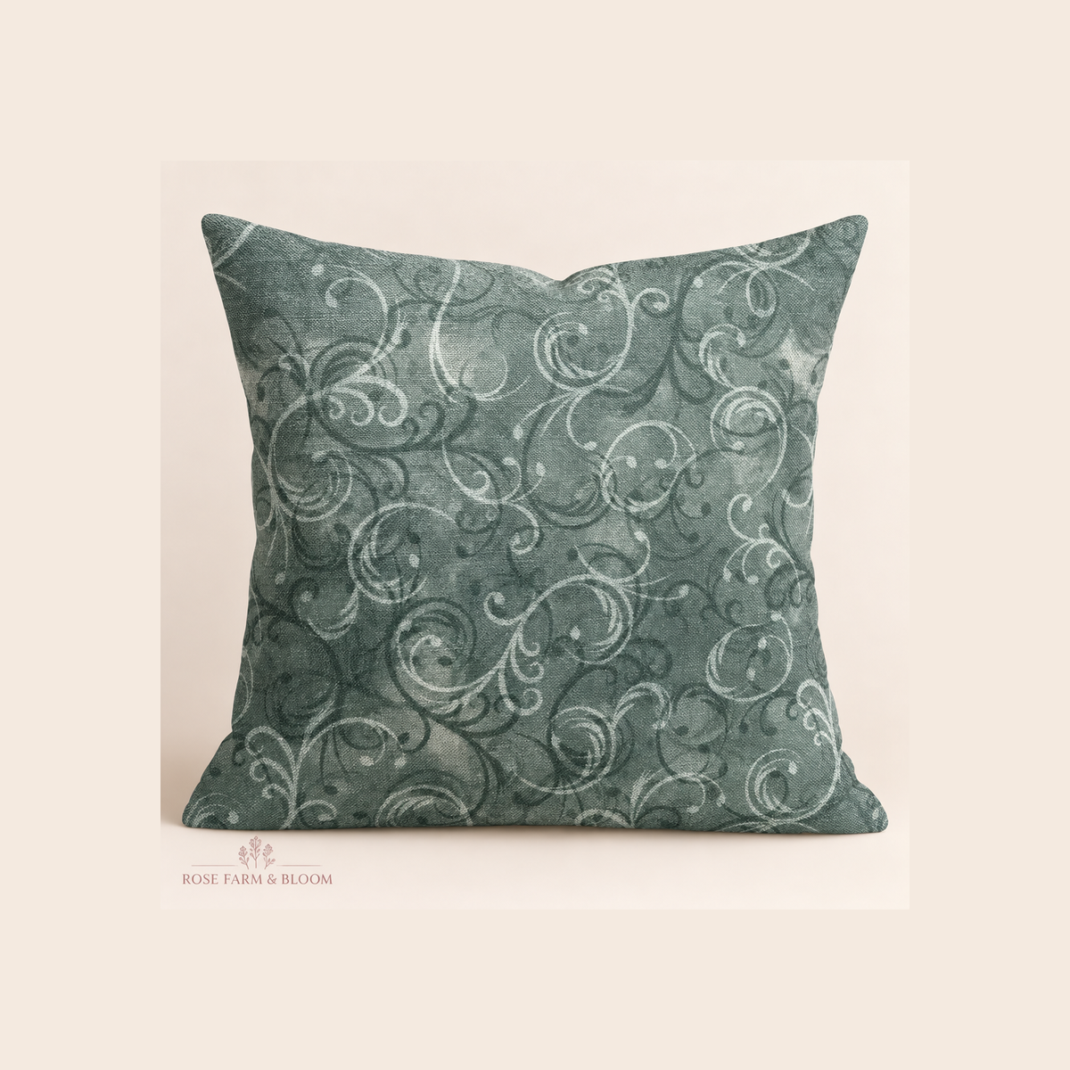 Cotton 100% 45" MK Elegance Sage - example pillow cover made with this fabric