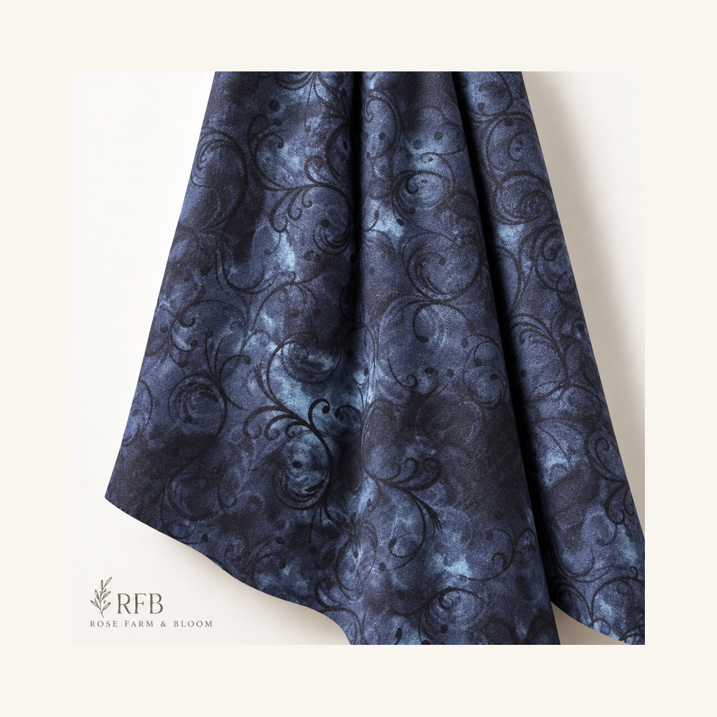 Cotton 100% 45" MK Elegance Navy - folded fabric