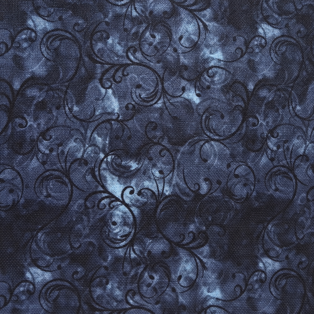Cotton 100% 45" MK Elegance Navy - fabric print and texture close-up