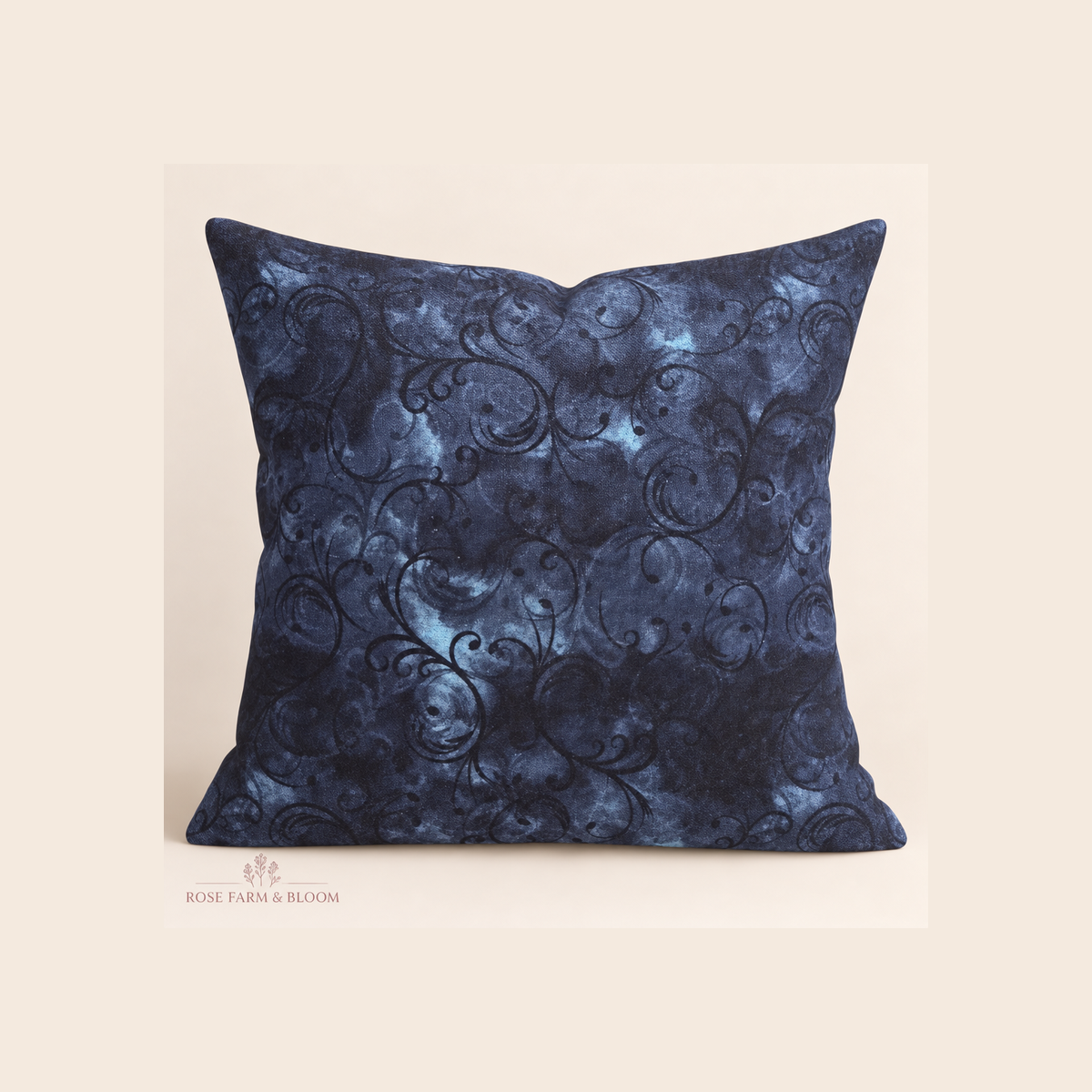 Cotton 100% 45" MK Elegance Navy - example pillow cover made with this fabric