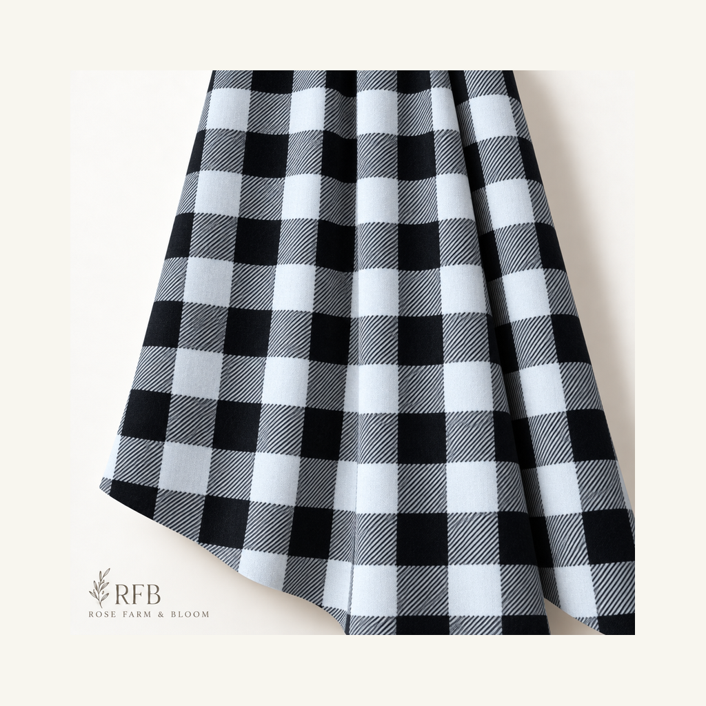 Flannel PRT 43/44" MK Buffalo Plaid Black - folded fabric