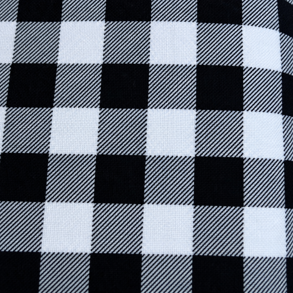 Flannel PRT 43/44" MK Buffalo Plaid Black - fabric print and texture close-up