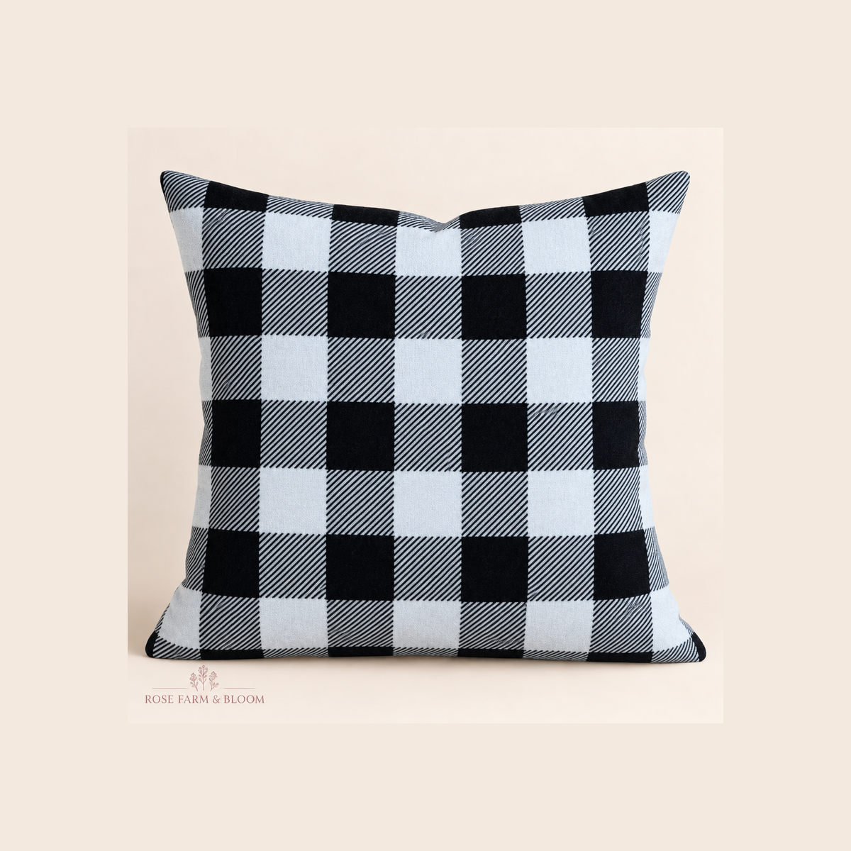 Flannel PRT 43/44" MK Buffalo Plaid Black - example pillow cover made with this fabric