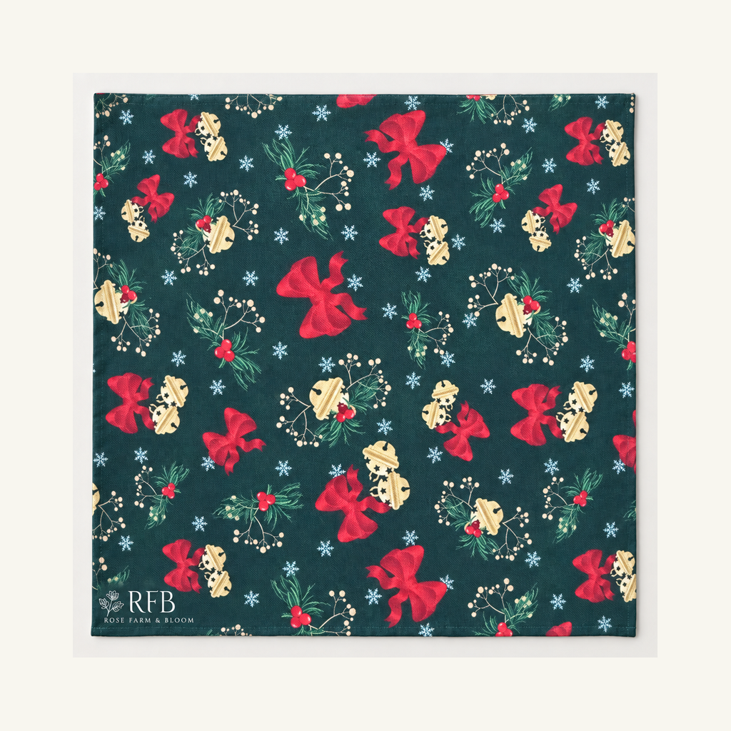 Cotton 100% 45" MK Christmas Deck The Halls Jingle Bells Forest - fabric shown for sale by the yard