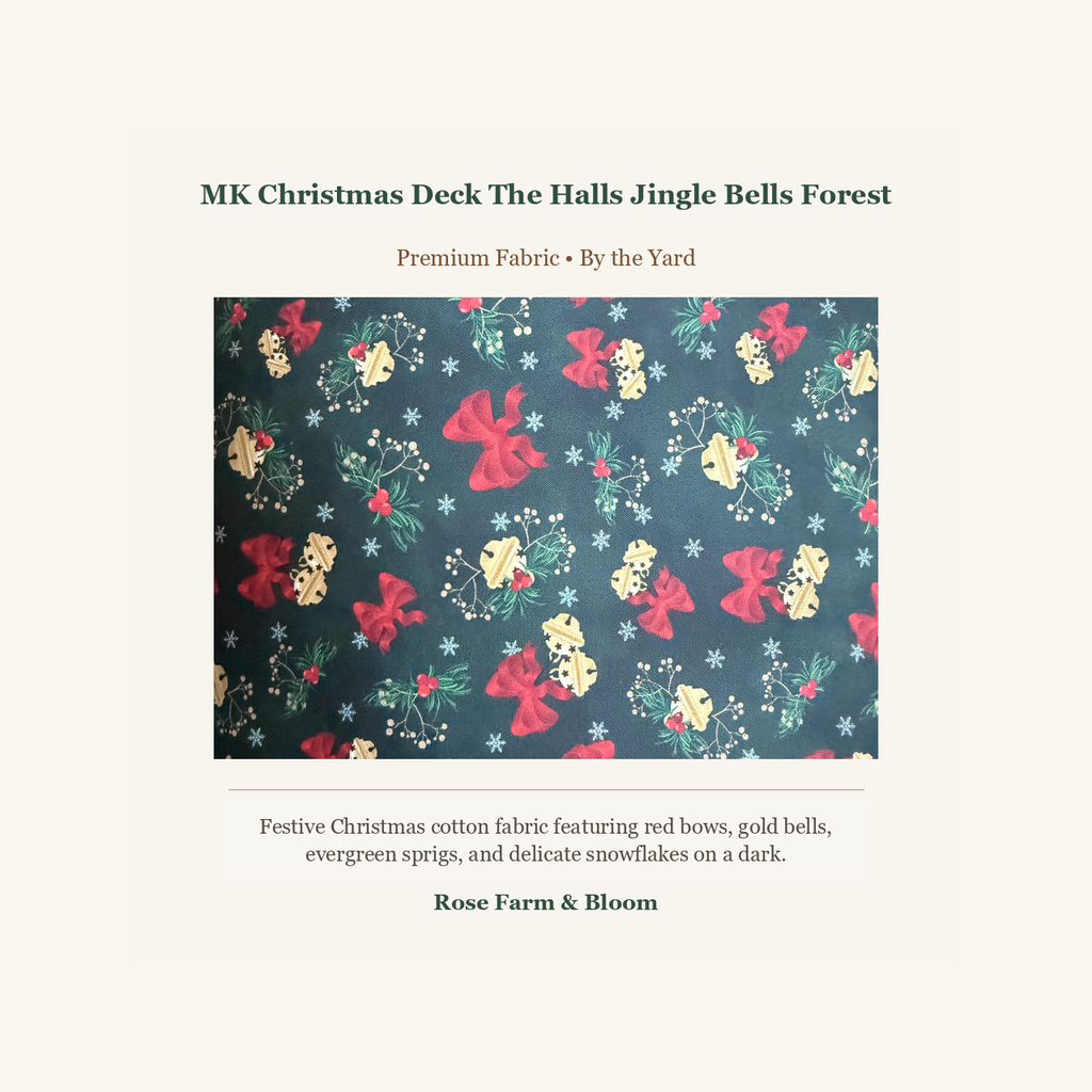 Cotton 100% 45" MK Christmas Deck The Halls Jingle Bells Forest - fabric product image